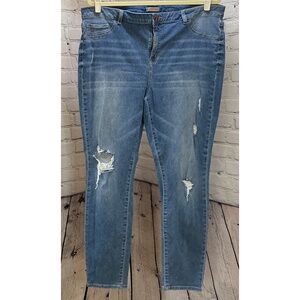 Refuge Women’s High-Rise Medium Wash Distressed Jeggings (Size 22)